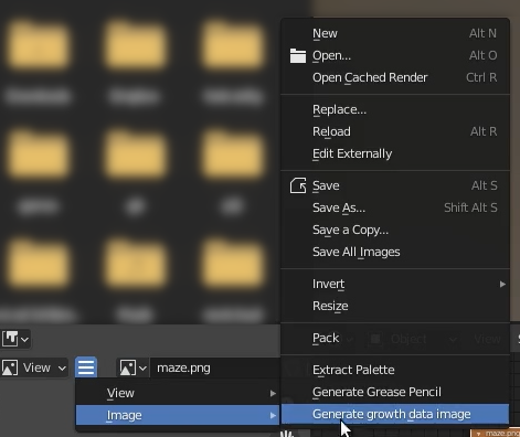 Screenshot of a menu in Blender.