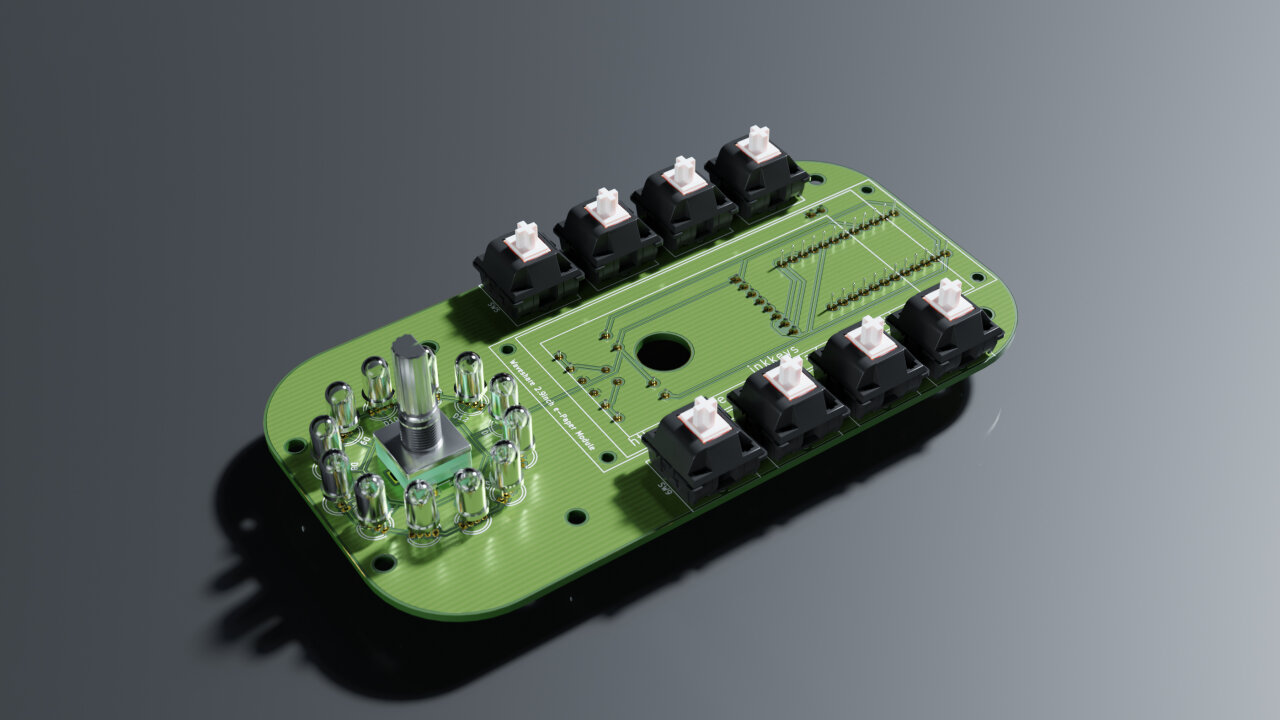 Rendered view of the top of the device with all components in place.